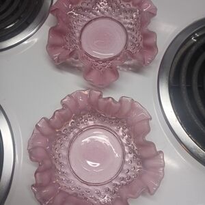 Pink Ruffled Glass Bowls